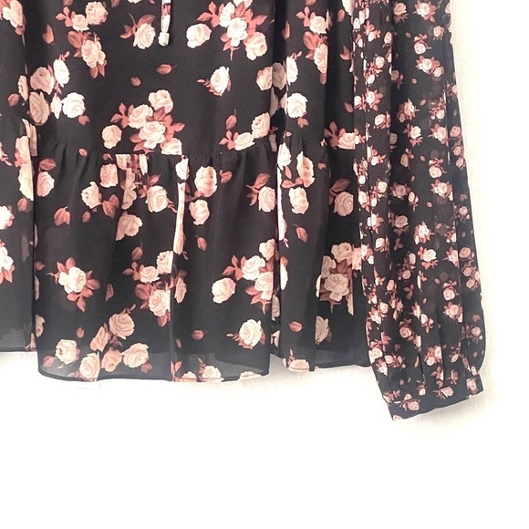 Michael Kors Rose Georgette Long Sleeve Floral Blouse - Picture 4 of 8